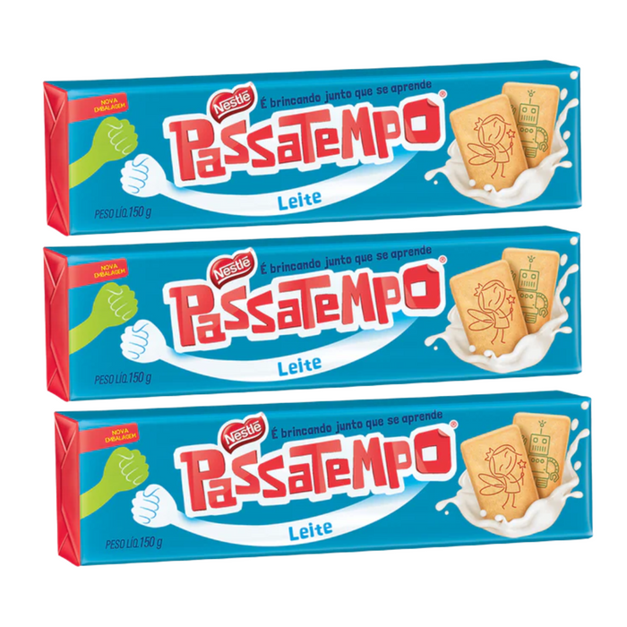Nestlé Passatempo Biscoito ao Leite 150g - 3 Un