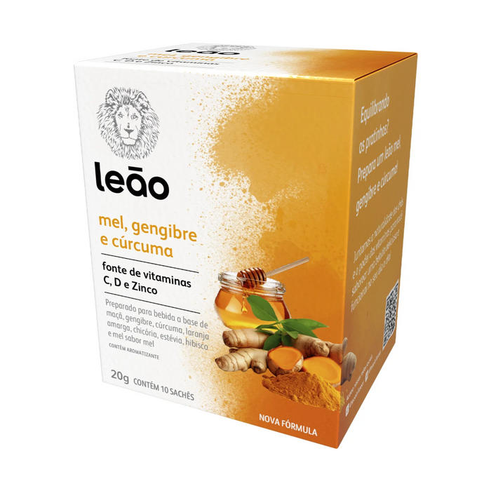 Leão Chá Vitamínico Mel, Gengibre e Cúrcuma 20g