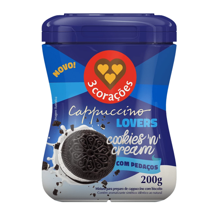 3 Corações Cappuccino Sabor Cookies & Cream 200g