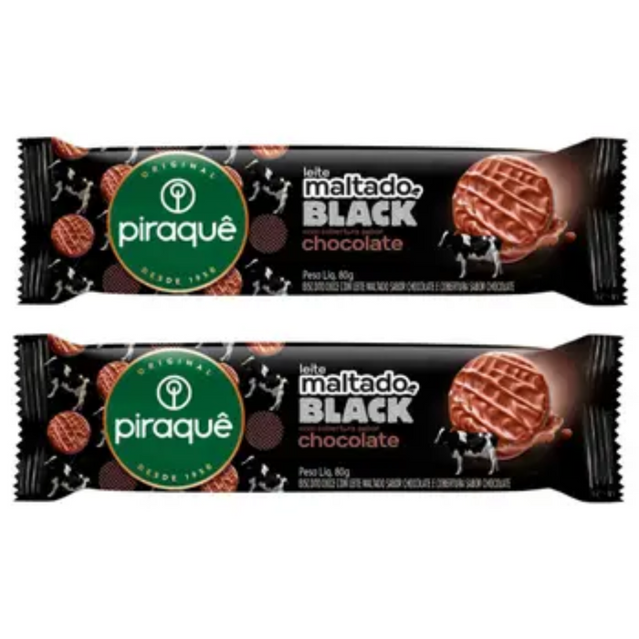 Piraquê Maltado Black Cobertura de Chocolate 80g - 2 Unidades