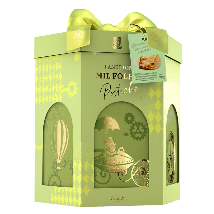 Cacau Show Panettone Fondue Mil Folhas Pistache 900g