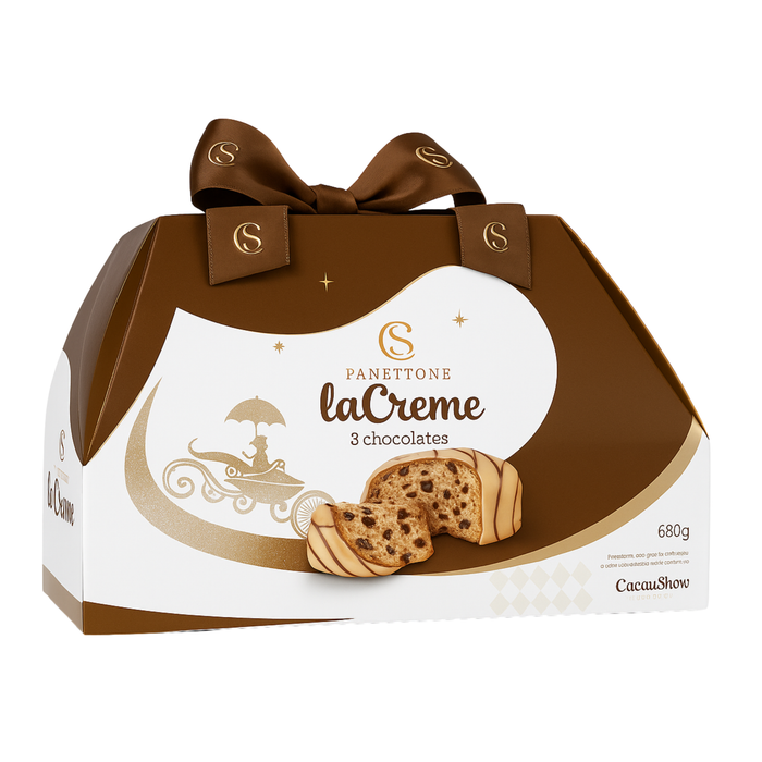 Cacau Show Panettone LaCreme 3 Chocolates 680g