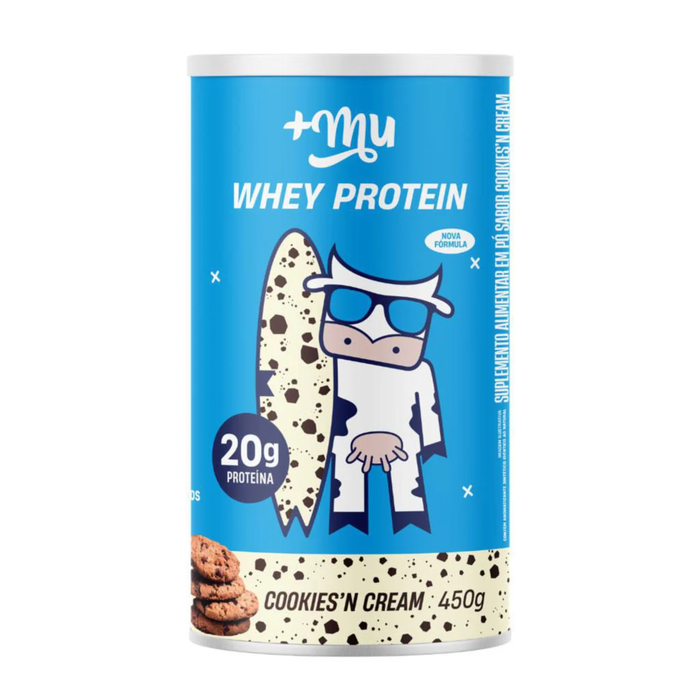 +Mu Whey Concentrado Sabor Cookies & Cream - Pote 450g