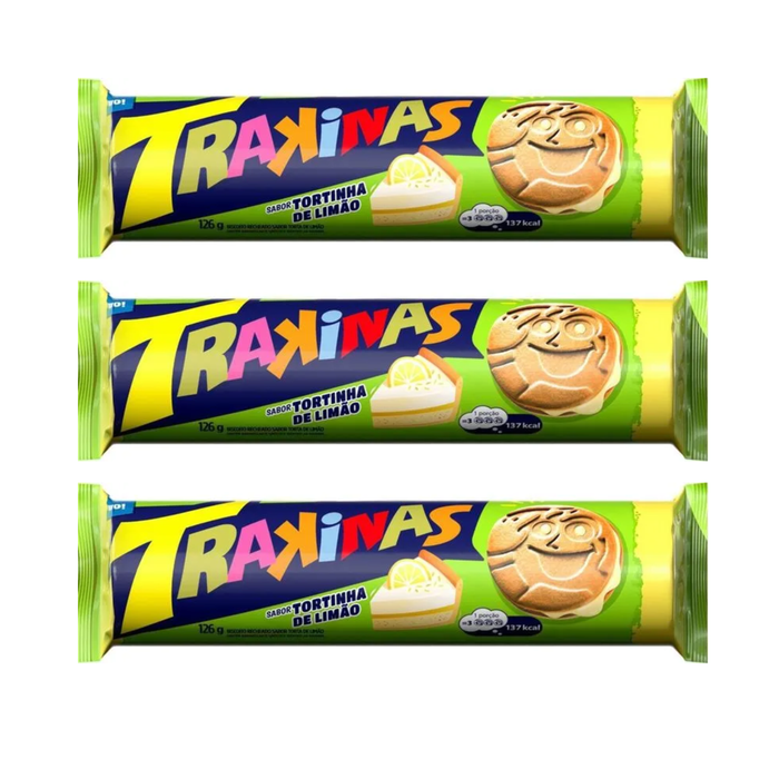 Trakinas Biscoito Recheado Torta de Limão 126g - 3 Unidades