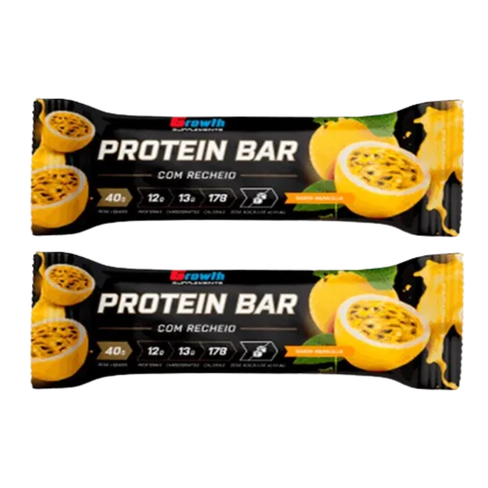 Growth Protein Barrra Sabor Maracuja Cobertura Chocolate Branco 40g