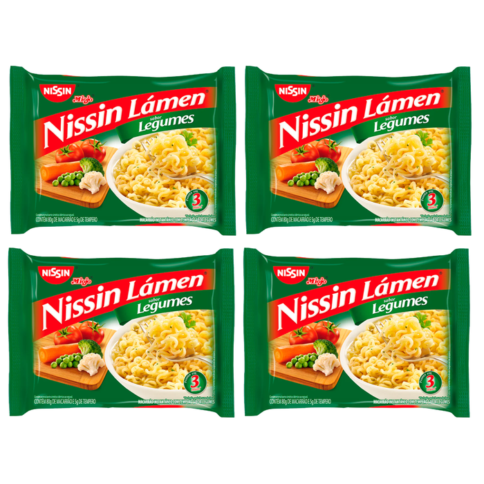 Nissin Macarrão Instântaneo Legumes 85g - 4 Unidades