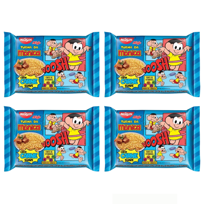 Nissin Miojo Turma da Mônica Carne 75g – 4 Unidades