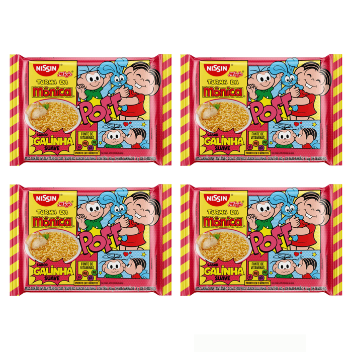 Nissin Miojo Turma da Mônica Suave Galinha 75g - 4 Unidades