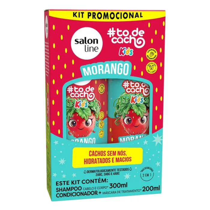 Salon Line TodeCacho Kids Kit Morango – Shampoo 300 ml + Condicionador 200 ml