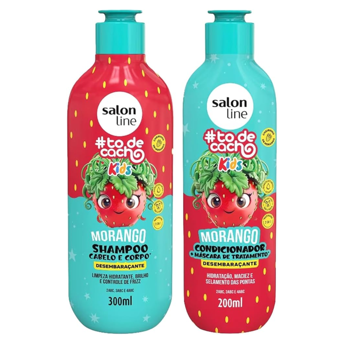 Salon Line TodeCacho Kids Kit Morango – Shampoo 300 ml + Condicionador 200 ml