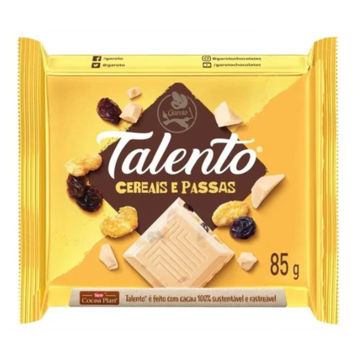 Garoto Talento Branco Cereals and Raisins 90g