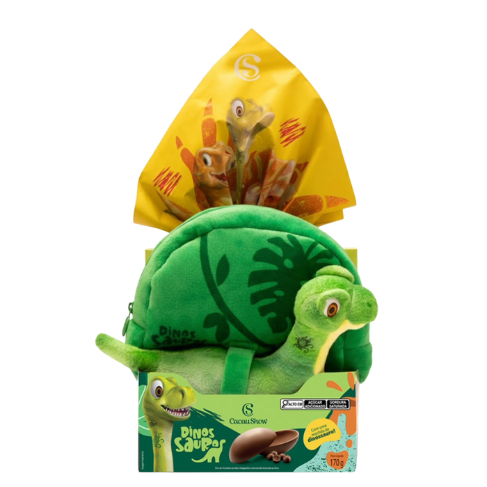 Cacau Show Ovo de Pascoa Mochila Pelúcia Dino 170g (Apenas 6 Unidades)