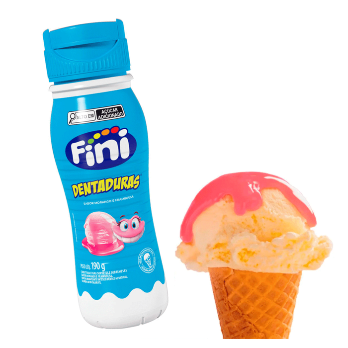 Fini Calda p/ Sorvete Dentadura Sabor Morango e Framboesa 190g