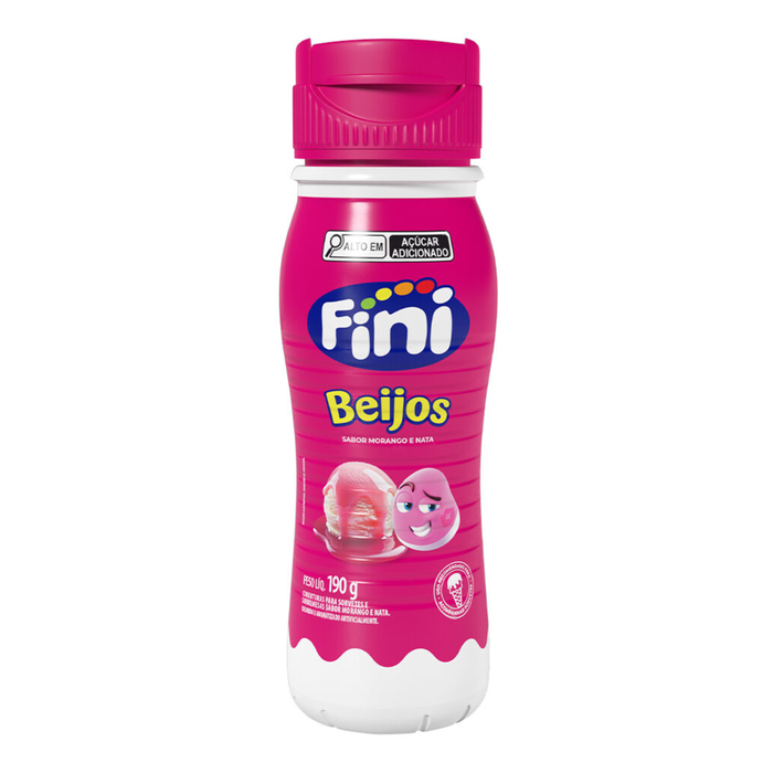 Fini Calda p/ Sorvete Beijos Sabor Morango e Nata 190g