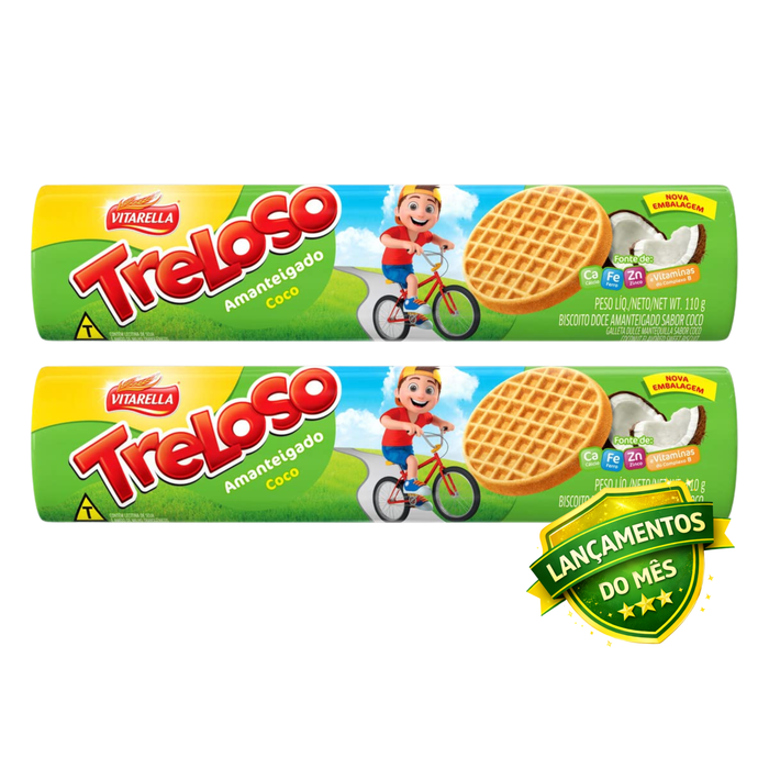Vitarella Biscoito Treloso Sabor Coco 110g - 2 Unidades