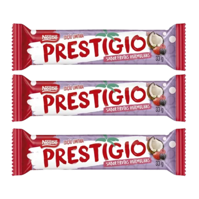 Nestle Chocolate Prestigio c/ Frutas Vermelhas 33g - 3 Unidades