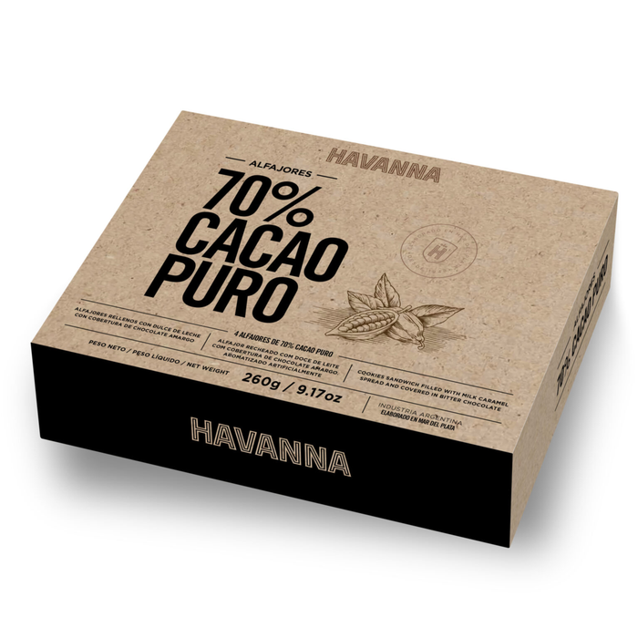 Havanna Alfajor Doce de Leite Cobertura Chocolate 70% Cacau 260g