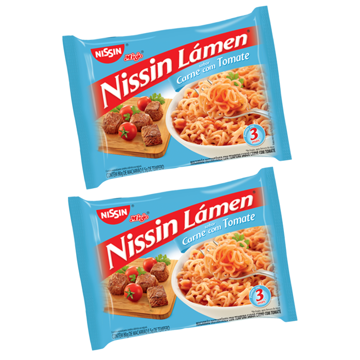 Nissin Miojo Carne c/ Tomate 80g - 2 Unidades
