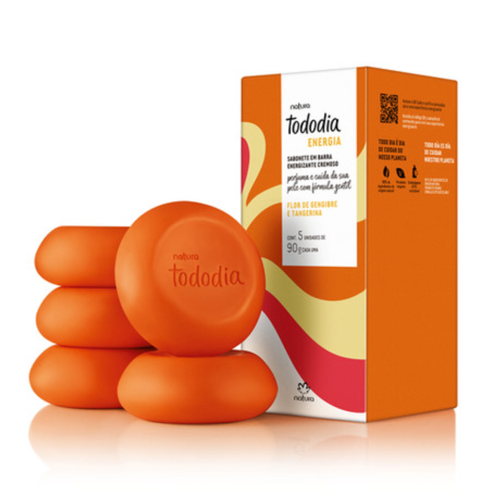 Natura Tododia Sabonete em Barra Flor de Gengibre e Tangerina 450g (5 Unidades de 90g)