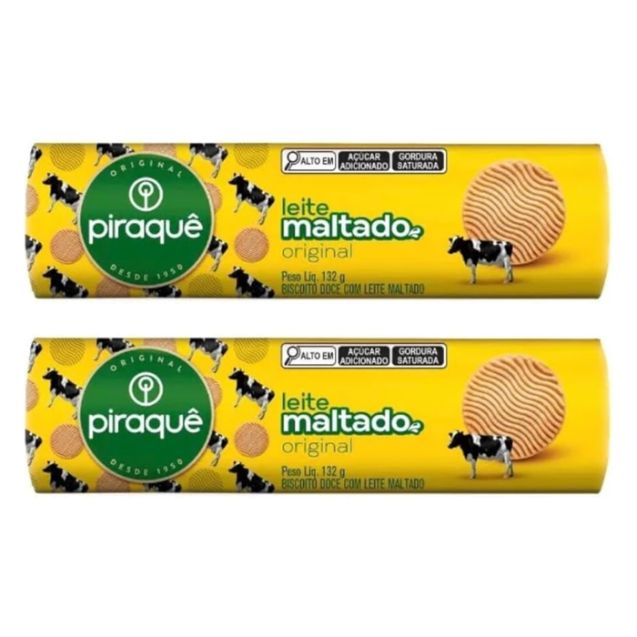 Piraque Biscoito de Leite Maltado 132g - 2 Unidades