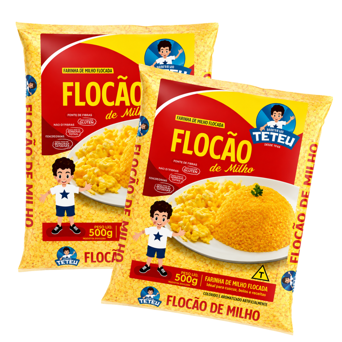 Teteu Milho Flocao Cuscuz 500g - 2 Un