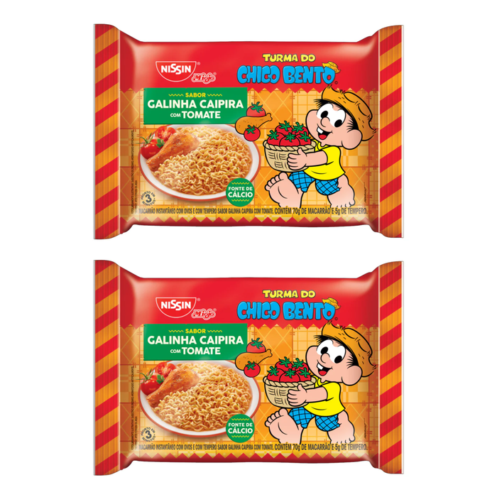 Nissin Miojo Turma do Chico Bento Galinha c/ Tomate 75g - 2 Un.
