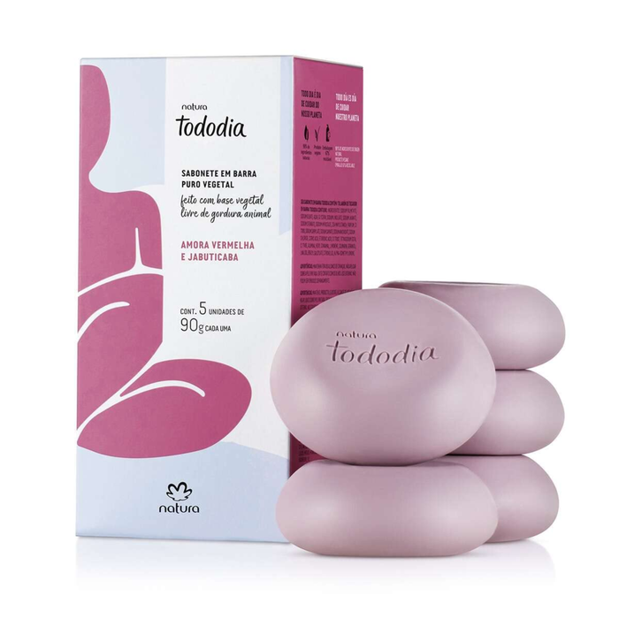 NATURA Todo Dia Sabonete Barra Amora Vermelha e Jabuticaba 450g (5 Un 90g)