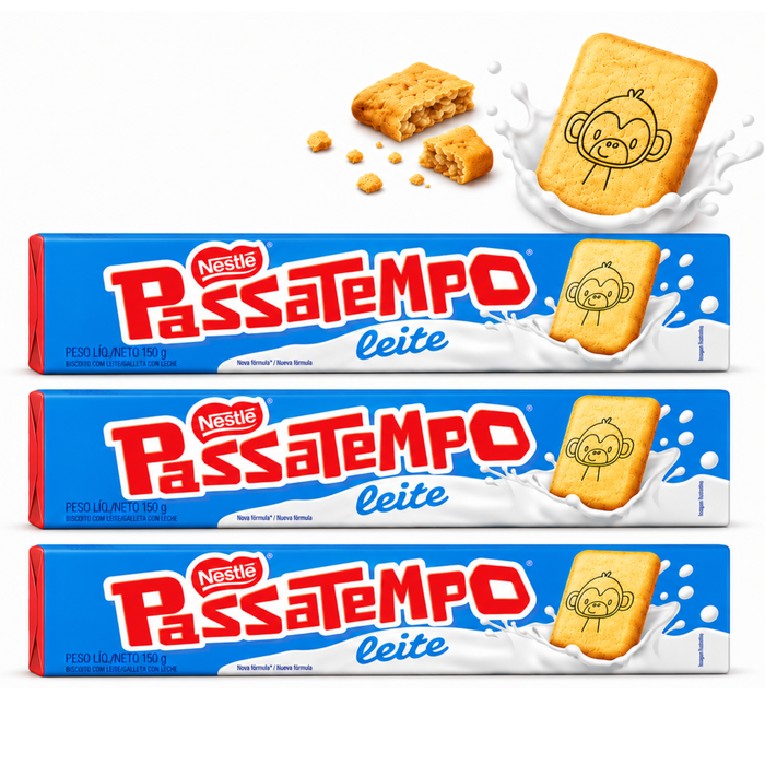Nestlé Passatempo Biscoito ao Leite 150g - 3 Un