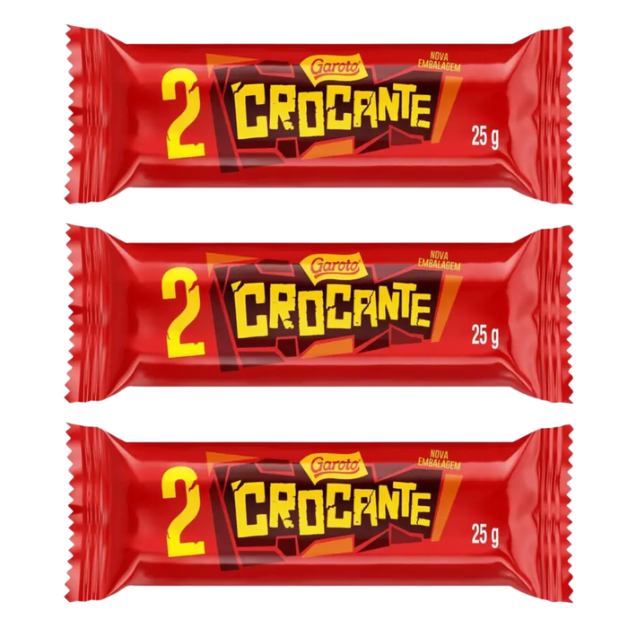 Garoto Chocolate Crocante 25g - 3 Unidades