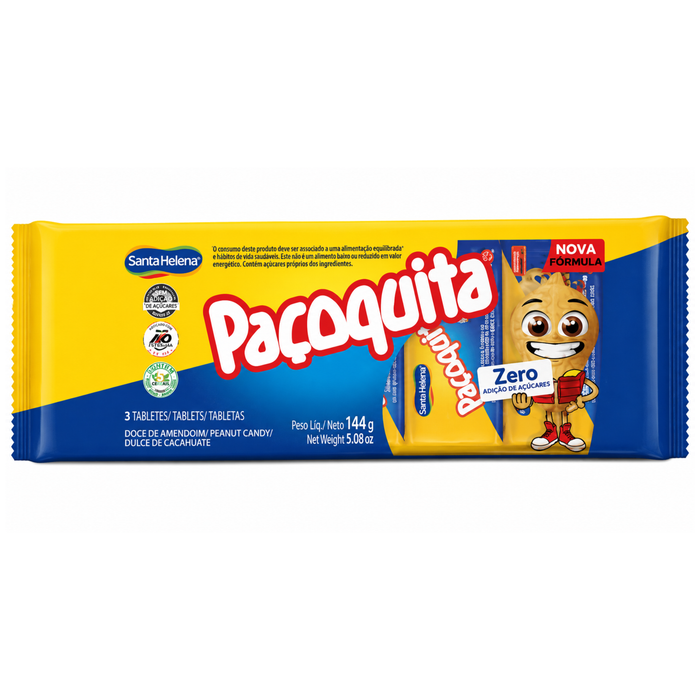 Santa Helena Paçoquita Retangular Zero Açúcar 144g