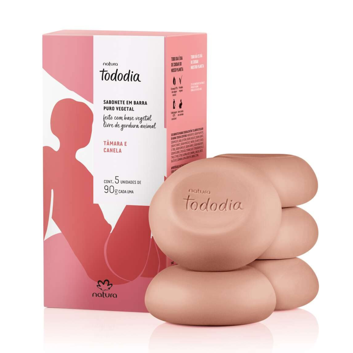 Natura Tododia Sabonete em Barra Tamara e Canela 450g (5 Unidades de 90g)