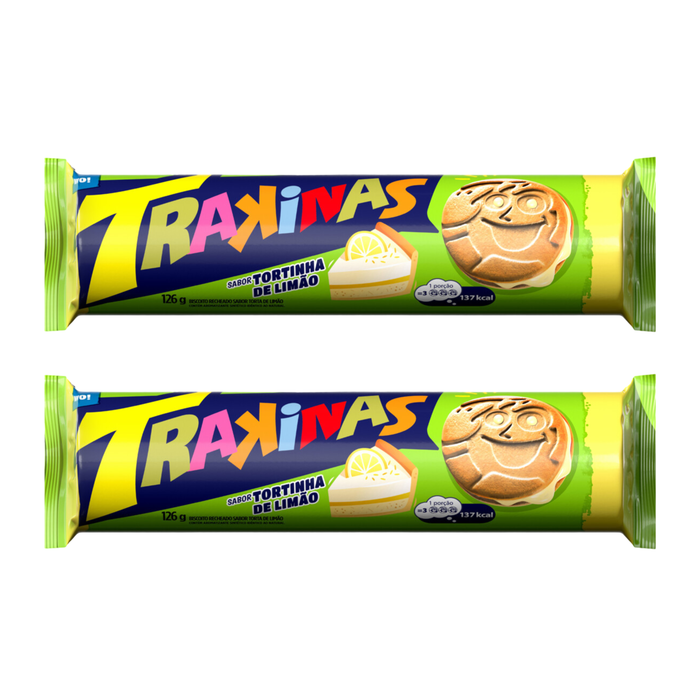 Trakinas Biscoito Recheado Torta de Limão 126g - 2 Unidades