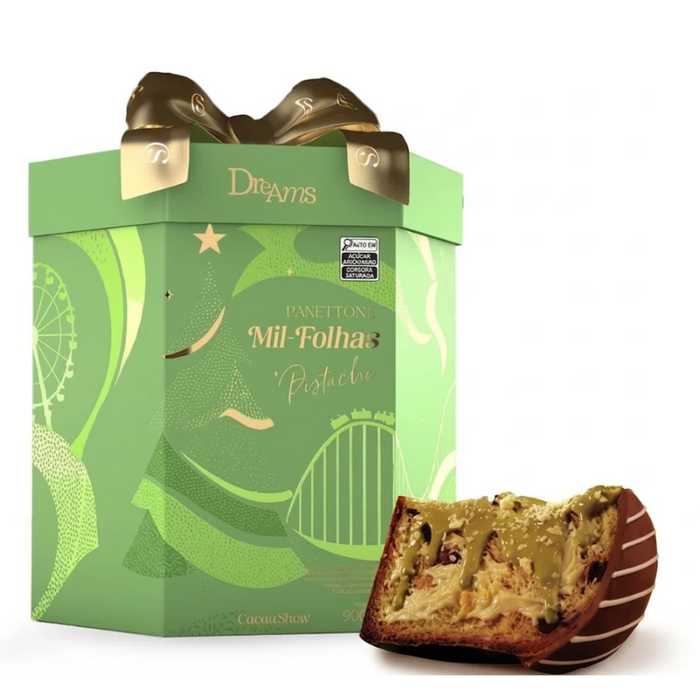 Cacau Show Panettone Fondue Mil Folhas Pistache 900g