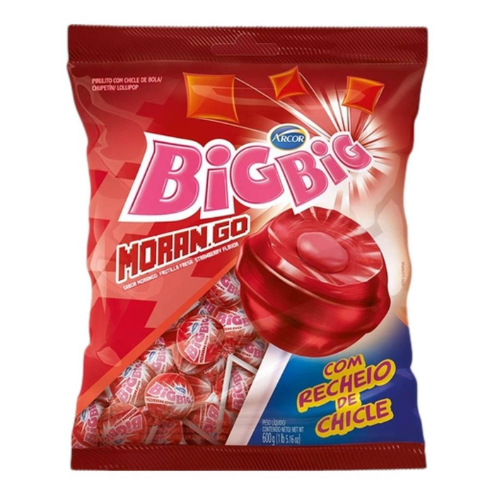 Arcor Big Big Pirulito Chiclete Morango 600g