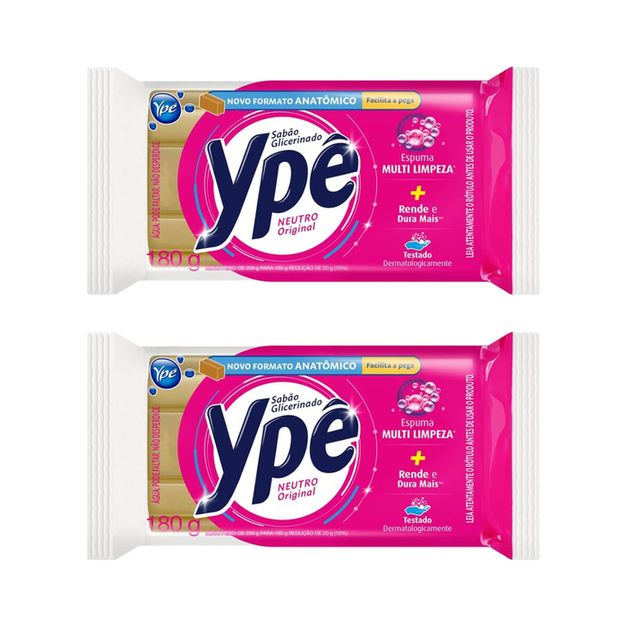 Ype Sabao Glicerinado Barra Neutro 160g - 2 Unidades