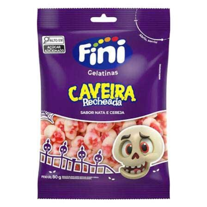 Fini Gelatina Caveira Sabor Nata e Cereja 80g