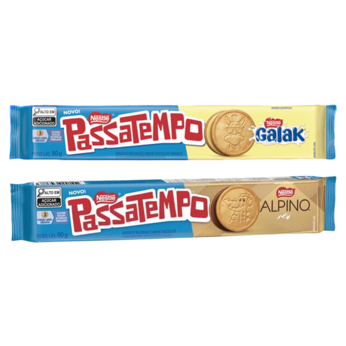 Nestlé Passatempo Biscoito Recheado GALAK e ALPINO 90g - 2 Unidades
