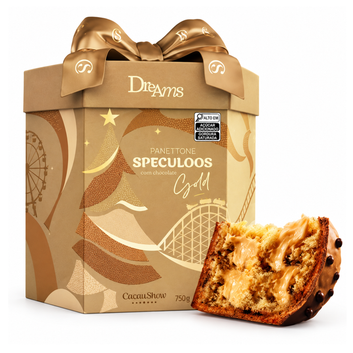 Cacau Show Panettone Dreams Speculoos Gold 750g