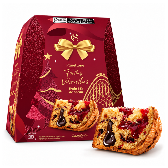 Cacau Show Panettone Frutas Vermelhas 580g