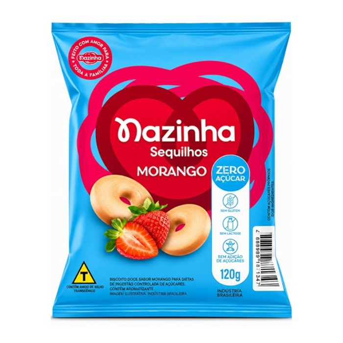 Nazinha Sequilhos de Morango ZERO ACUCAR 120g